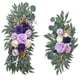 thumbnail image 4 of 2 piezas de flores de arco de boda, hojas , botín de flores de imitación hecho a mano, cartel de bienvenida rústico, decoración para pared, Púrpura mayimx Corona colgante de puerta principal, 4 of 9