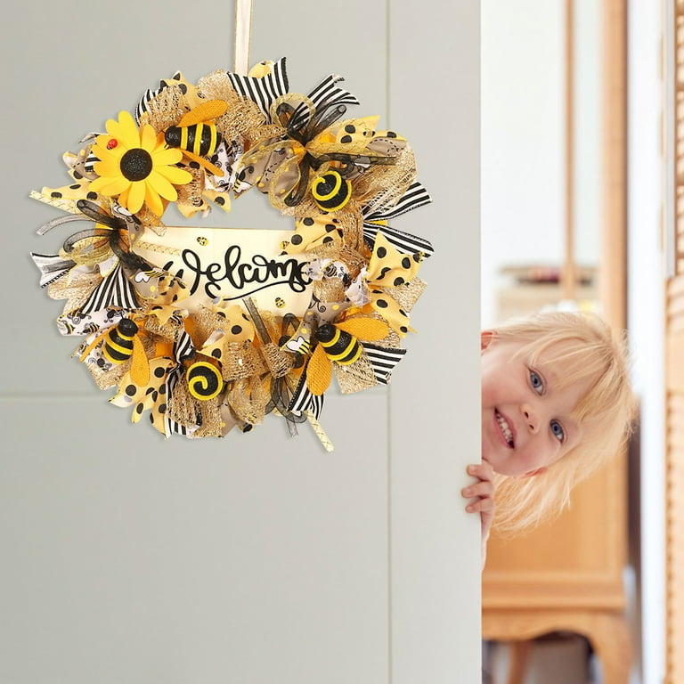 Cute as a Bee Door Wreath - Honeybee Welcome Colorful Summer