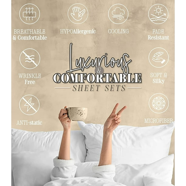 Elegant Comfort Bed Sheets King Brown Solid Print 1800