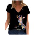 thumbnail image 1 of AMERTEER Grande Taille Femmes Manches Courtes Imprimé 3D Col Rond Hauts Tee T-Shirt Blouse T-Shirt pour Femmes, 1 of 4