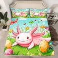 thumbnail image 1 of Erosebridal Cartoon Axolotl Fitted Sheet Set Full, Spring Garden Flower Bedding Full Size, Soft 3-Piece (No Top Sheet), 1 of 5