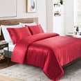 thumbnail image 4 of Soft Silk 7 PC Bed Sheet Set 15" Inches Deep Pocket (1 Fitted 1 Flat 2 Pillow Cases 1 Duvet Cover 2 Pillow Shams) 800 Thread Count Full Size Red Solid, 4 of 5