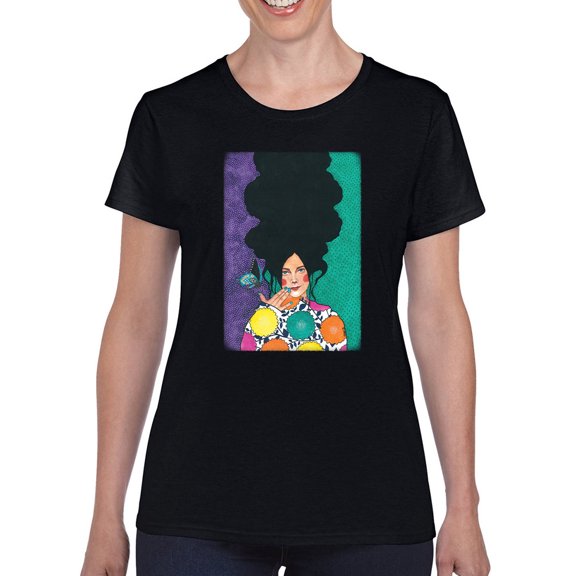 Pastell Woman With A Butterfly T-shirt Women's -Hulya Ozdemir Designs, Female Large