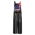 thumbnail image 4 of JURANMO One Piece Jumpsuits for Women Fashion USA American Flag Print Bib Overalls Summer Linen Wide Leg Onesie Pants with Pockets Black L 50% Percent off Sales Today, 4 of 9