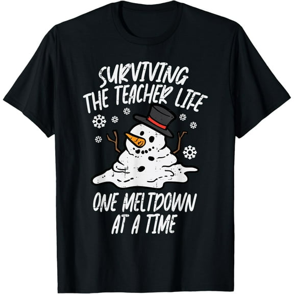 Christmas Surviving Teacher Life Meltdown Xmas Women Men T-Shirt Tee
