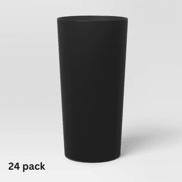 24 fl oz Plastic Tall Tumbler - Black - Pack of 24
