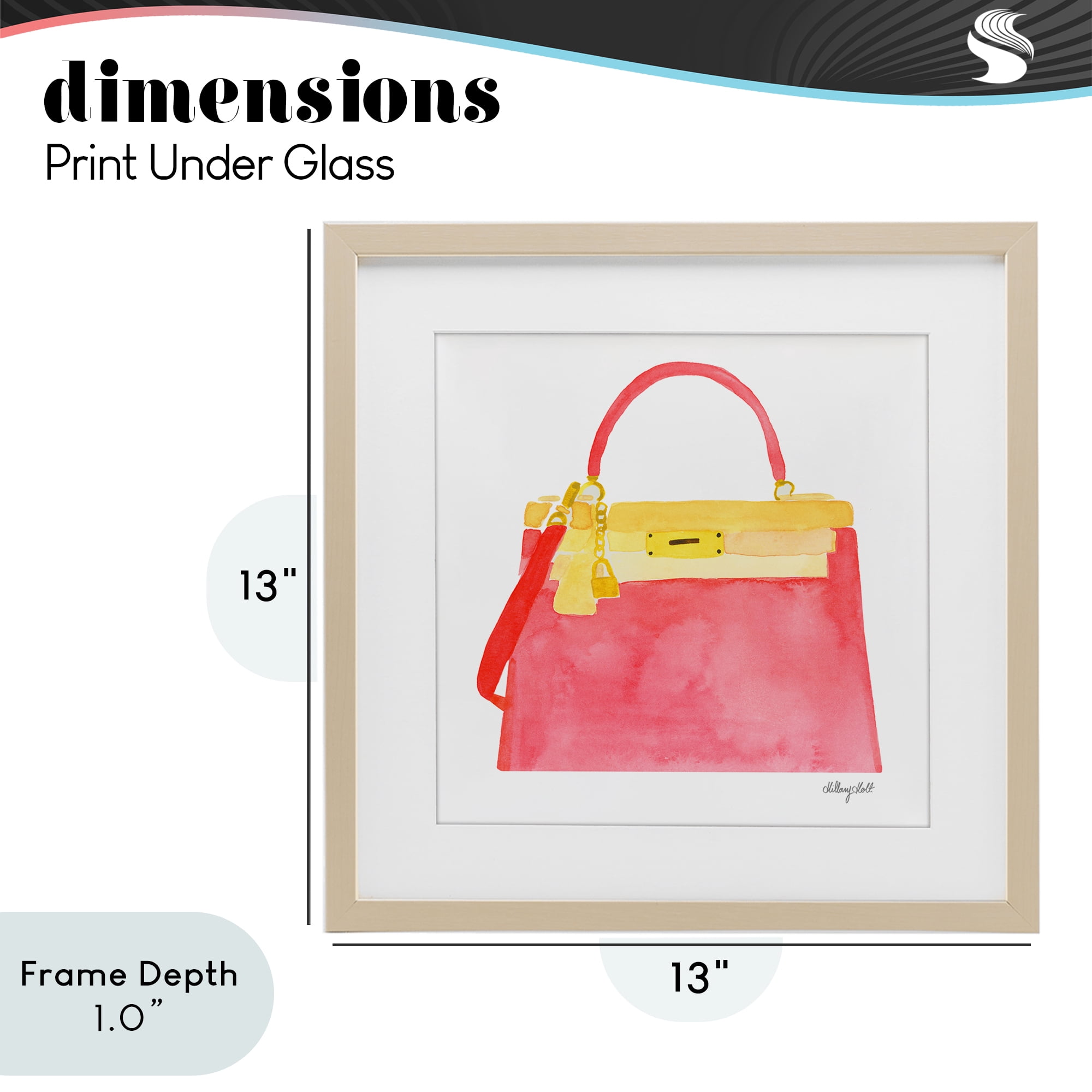 Stupell Industries Elegant Coral Handbag Birch Framed Print Under Glass, design by Hillary Holt