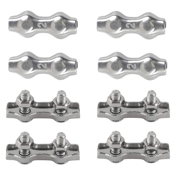 Clips de brida para cables dúplex M6, abrazaderas para cables dúplex de acero inoxidable 304 para tendederos de cuerda de alambre, velas colgantes para el sol, Patio fijo, 8 Uds.