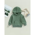 thumbnail image 2 of Canrulo Toddler Baby Boys Girls Hoodies Long Sleeve Pocket Hooded Sweatshirt Pullover Fall Winter Casual Tops Green 2-3 Years, 2 of 8