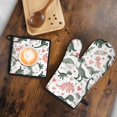 thumbnail image 5 of Cute Dinosaur Pattern Kitchen Oven Mitt and Pot Holder Sets 2 Pcs for Baking, Cooking and Grilling, Heat Resistant Up To 392 °F, 5 of 7