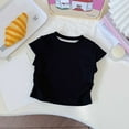 thumbnail image 4 of Zanarzt Girls Shirts Cotton T Shirts Girls Short Sleeve Crop Tops Kids Fashion Cute Crewneck Cropped Athletic T Shirts Trendy Tee Black,8-9 Years, 4 of 4
