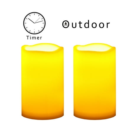 Led Outdoor Candles Outdoor Indoor Flameless LED Battery Operated Pillar Candles with Timer 3