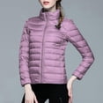 thumbnail image 3 of Tiqkatyck Womens Puffer Coat Women's Winter Warm Solid Color Stand Collar Hatless Ultra Light Down Jacket Puffer Jacket Womens Winter Jackets for Women Purple L, 3 of 5