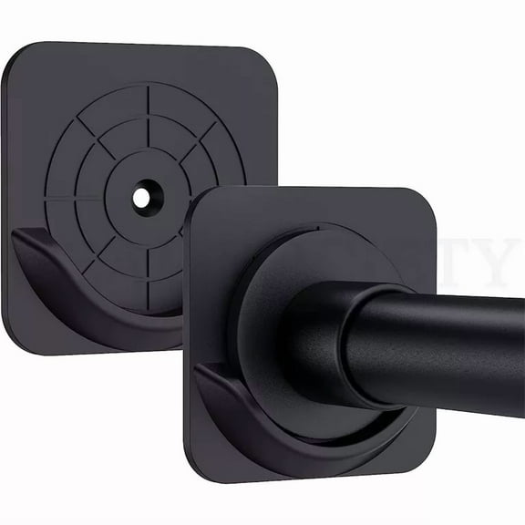 4 Pack Adhesive Shower Curtain Rod Mount Holder For Wall Easy To Install Black