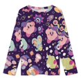 thumbnail image 3 of Kirby Character Womens Pajama Set Loungewear Cozy Soft House Wear Sets Long Sleeve Round Neck T Shirt Top Bottom Pants Sleepwear, 3 of 9