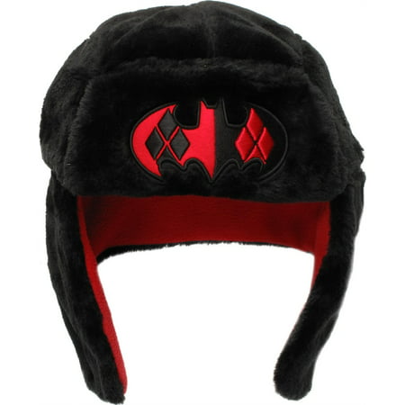 Harley Quinn Bat Logo Faux Fur Trapper Hat