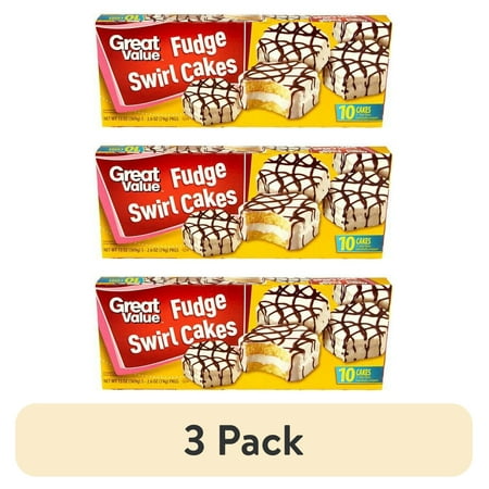 (3 pack) Great Value Fudge Swirl Snack Cakes, 13 oz, 5 Count