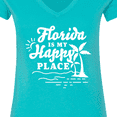 thumbnail image 4 of Inktastic Florida is My Happy Place with Palm Trees Women's V-Neck T-Shirt, 4 of 5