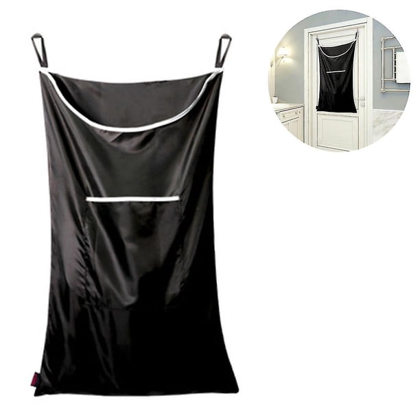 Cesto para la colada colgante XL de 30.0 x 20.0 in, cesto para colgar negro con apertura grande, cesto para puerta y bolsa para la colada colgante (negro, paquete de 2)