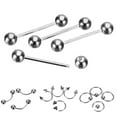 thumbnail image 2 of Jiaroswwei 9Pcs Mixed Style Lip Nipple Tongue Bar Barbell Ring Labret Body Piercing Jewelry, 2 of 8