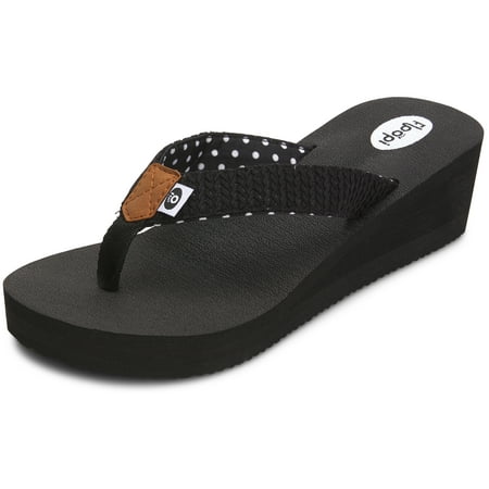 

Floopi Womens High Heel Thong Flip Flop Wedge Sandals w/ Comfort Yoga Mat Footbed