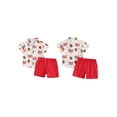 thumbnail image 2 of Michellecmm 4th of July Toddler Boys Outfits Stripe Star Flag Print Short Sleeve Shirts Tops and Shorts 2Pcs Clothes Set, 2 of 9