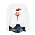 thumbnail image 4 of Women Wine Glass Sweatshirt Merry Christmas Clothing Christmas Hat Shirts Round Neck Pullover Festival Sweatshirt Fashion Outfits Fall Winter Garments, 4 of 6