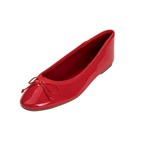 

Feversole Women s Macaroon Colorful Memory Foam Cushion Insock Patent Ballet Flat Red Size 6 M US