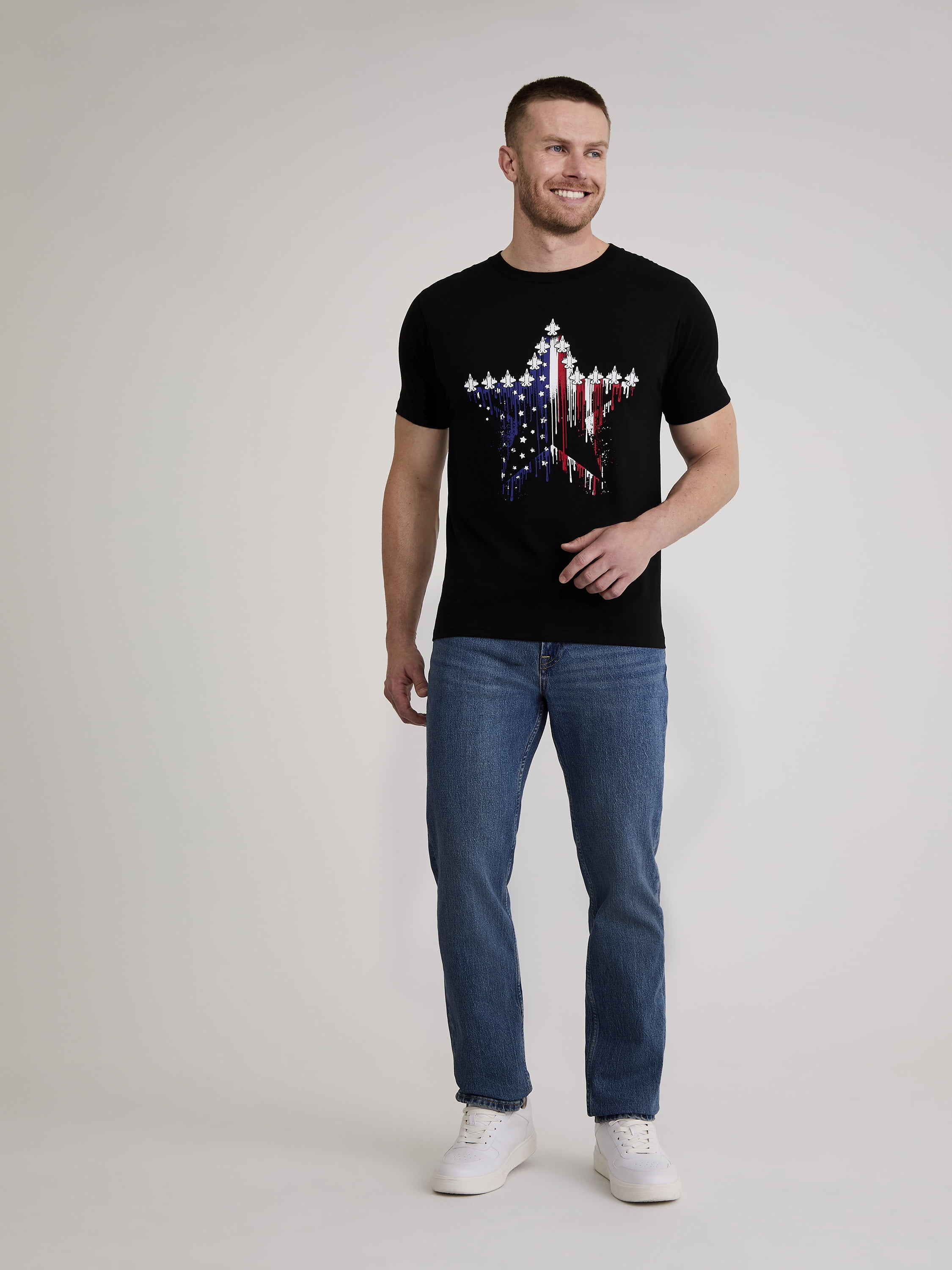 4th of July Star Flag Americana Men’s and Big Men's Graphic Tee by Way to Celebrate, Sizes XS-5XL
