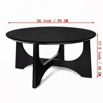 Modern Minimalist 36" Round Black Wooden Coffee Table with 250 lbs Load-bearing