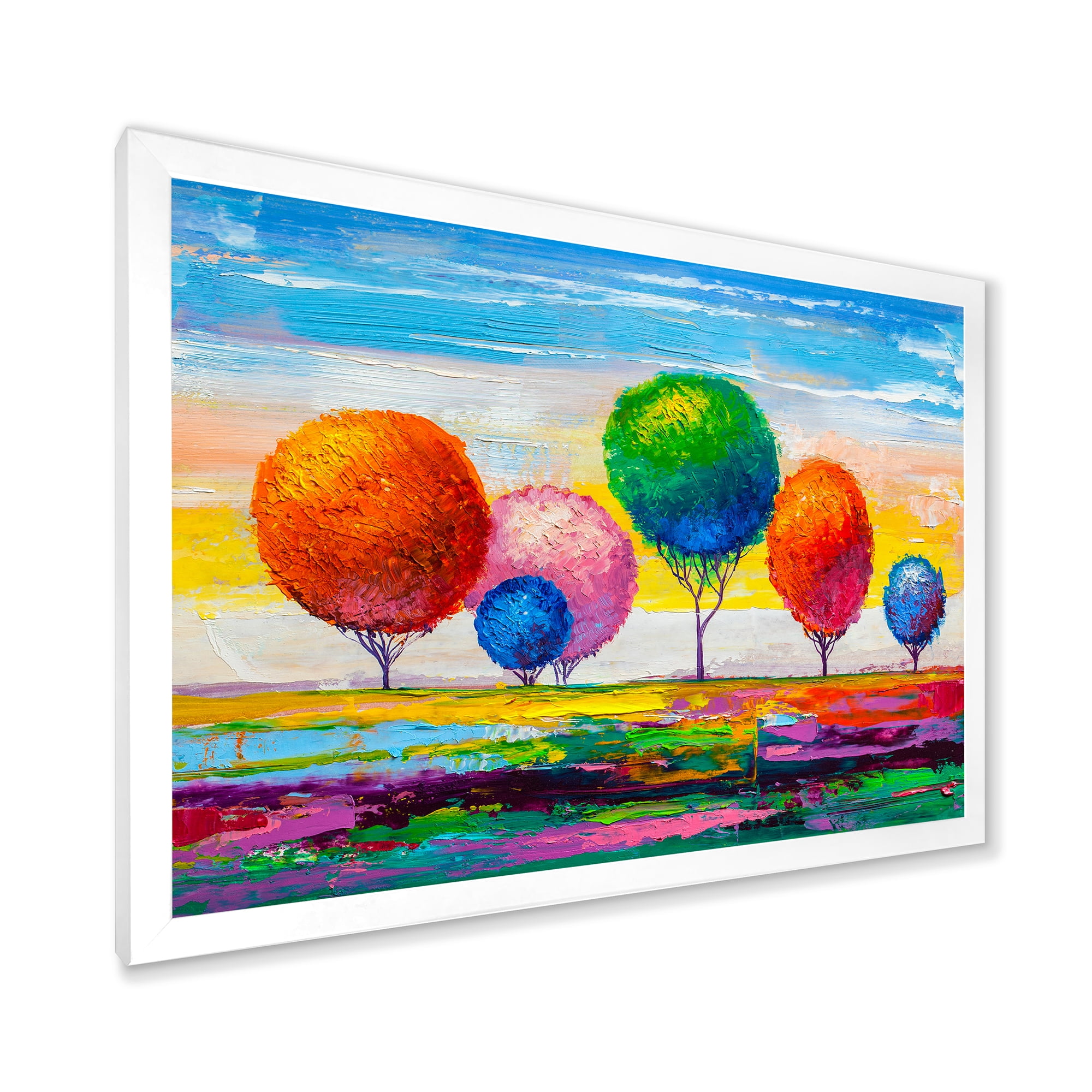 Designart 'Ornamental Colourful Trees VI' Modern Framed Art Print