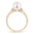 thumbnail image 2 of ANGARA Japanese Akoya Cultured Pearl Collar Ring with Diamonds in 14K Rose Gold for Women | June Birthstone, Birthday, Anniversary, Jewelry Gift for Women | Pearl Ring, 2 of 12
