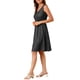 thumbnail image 4 of Vestido sin mangas de punto midi con lunares, escote en V, lazo y cintura ajustable para mujer, talla XS, color negro, 4 of 7