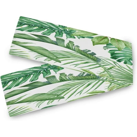

Hyjoy Table Runner Tropical Palm Leaves Machine Washable Non-Slip Farmhouse Table Runners for Dinner Party Holidays Home Decor 13 x 70 Inch
