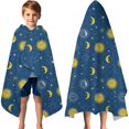 thumbnail image 3 of Blue Sun Moon Star Pattern Hooded Bath Towel，60"x35" for Ages 3 To 12 Kids, Quick Dry Lightweight Soft Microfiber Hood Beach Towel Cover Up for Kids, 3 of 7