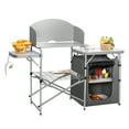 thumbnail image 1 of Costway Foldable Camping Table Outdoor BBQ Portable Grilling Stand w/Windscreen Bag, 1 of 9