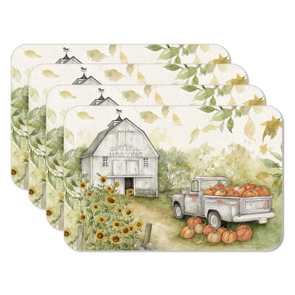 CounterArt "Pumpkin Farm" 4-Pack Reversible Flexible Plastic Tabletop Placemats