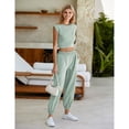 thumbnail image 3 of PUWEI Women's Casual Two Pieces Outfits Cropped Top High Rise Sweatpants Workout Tracksuit, 3 of 7
