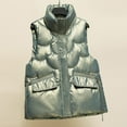thumbnail image 7 of Shadoumai Puffer Vest Womens Metallic Shiny Baggy Winter Quilted Vests, Windproof Sleeveless Puffer Jacket Warm Padded Down Outerwear, 7 of 7