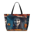 thumbnail image 2 of Xecao Modern Style Pumpkin Witch for versatile beach bag for women includes zipper pockets and waterproof material, ideal for vacations and adventures., 2 of 7
