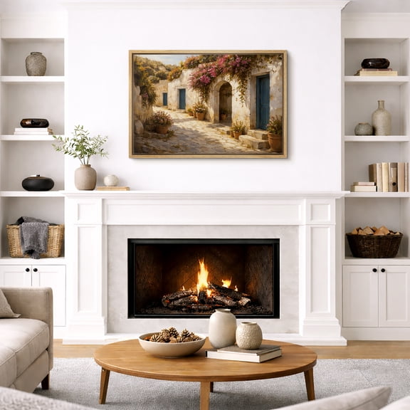 Framed Canvas Print Country House Wall Art Modern Farmhouse Decorative for Living Room Bedroom - 16"x24" NATURAL