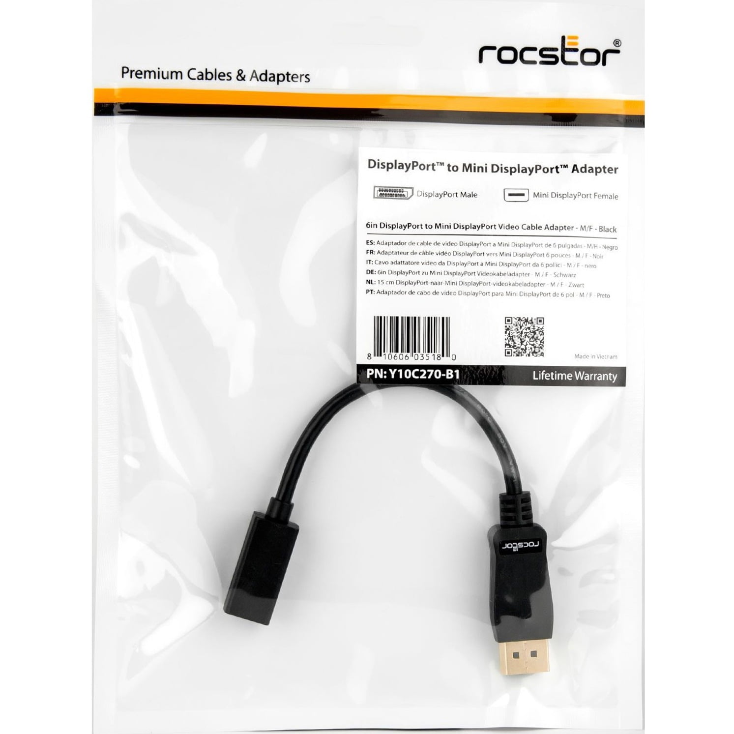 ROCSTOR 6FT HMDI TO VGA CABLE M/M SUPPORTS 1920X1080 RES - BLACK