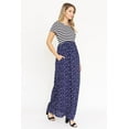 thumbnail image 6 of Eloges Women's Stripe Short Sleeve Contrast Floral Maxi Dress with Pockets, 6 of 7