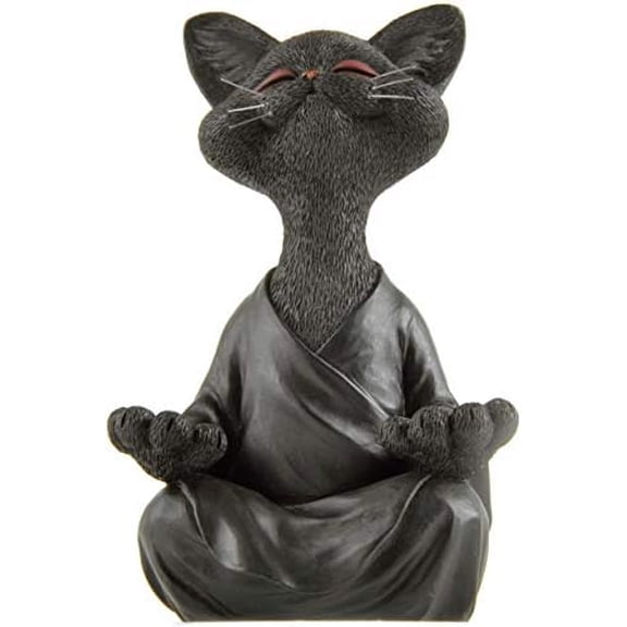 5" Whimsical Happy Cat Buddha Figurine – Zen-Inspired Resin Cat Statue – Meditating Animal Sculpture for Mindful Home or Office Decor – Peaceful Gift for Cat Lovers and Yoga Fans