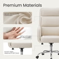 thumbnail image 3 of COLAMY Cocoon Modern Executive High Back Home Office Chair, Upholstered Desk Chair with Wheels, Vanity Chair with Head and Lumbar Support, Armrest (Beige), 3 of 11