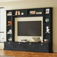 thumbnail image 2 of Dovelina Large Wall Unit Entertainment Center with Bookshelves for TVs Up to 78'', Modern TV Console with Cabinets and Open Shelves, Black, 2 of 9