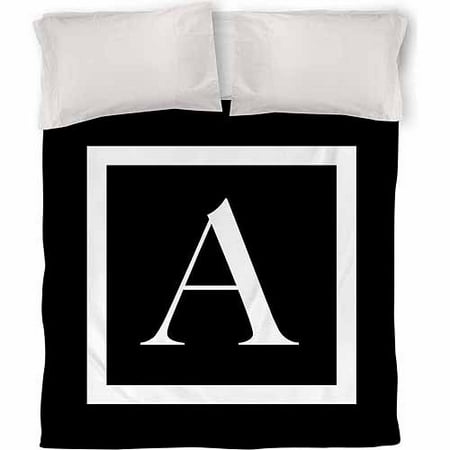 IDG Classic Block Monogram Duvet Cover, Black