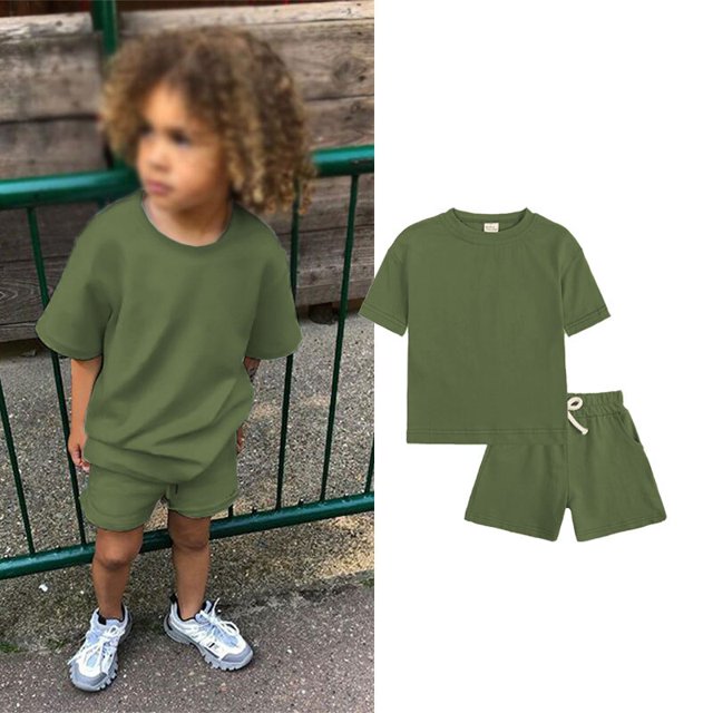 Chándal de 2 piezas para niños, conjuntos de ropa deportiva para bebés, conjuntos de ropa, camiseta, pantalones cortos, conjunto de verano para niñas pequeñas