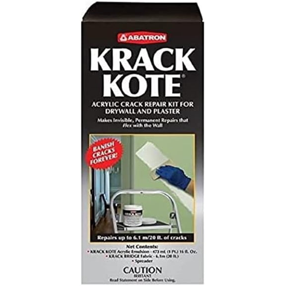 Krack Kote - Drywall and Plaster Repair Kit with Acrylic Emulsion and Polyester Mesh - Drywall Patch Kit for Cracks in Indoor Surfaces