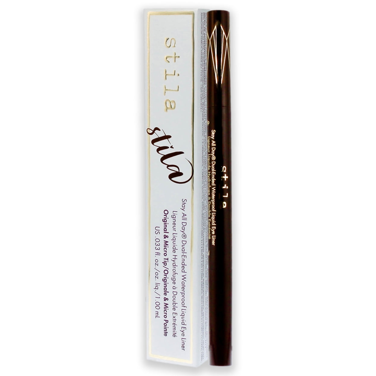 Stay All Day Dual-Ended Waterproof Liquid Eye Liner - Dark Brown by Stila for Women - 0.033 oz Eyeliner